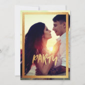 Party Einladung von Gold Funkelnd Verlobung Foto (Vorderseite)