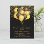 Party Einladung von Gold und Black Silvester (Stehend Vorderseite)