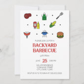 Party Einladung von Grillsymbolen (Vorderseite)
