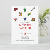 Party Einladung von Grillsymbolen (Stehend Vorderseite)