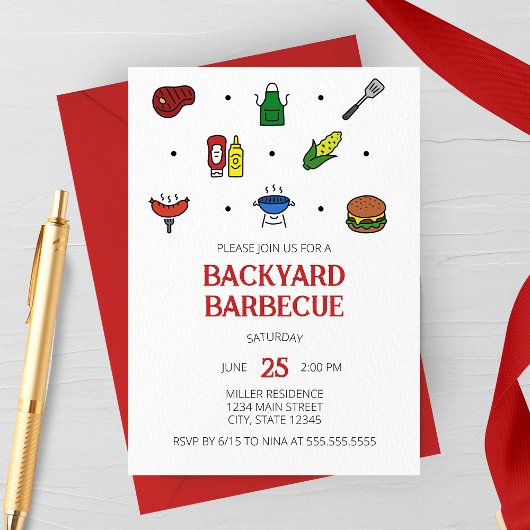 Party Einladung von Grillsymbolen