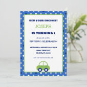 Party Einladung von grünen und blauen Kindergeburt (Stehend Vorderseite)