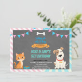 Party Einladung von Katzen- und Hundefugen (Stehend Vorderseite)