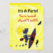 Party Einladung von Kayak Birds Fun (Vorne/Hinten)