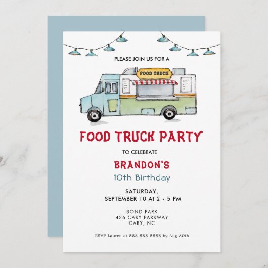 Party Einladung von LKW-Kindergeburtstagen (Vorne/Hinten)