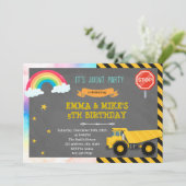 Party Einladung von Lkw und Regenbogengelenken (Stehend Vorderseite)