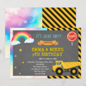 Party Einladung von Lkw und Regenbogengelenken (Vorne/Hinten)