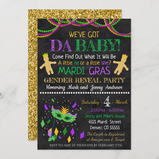 Party Einladung von Mardi Grad (Vorne/Hinten)