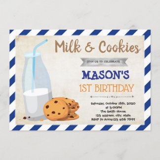 Party Einladung von Milch und Keksen