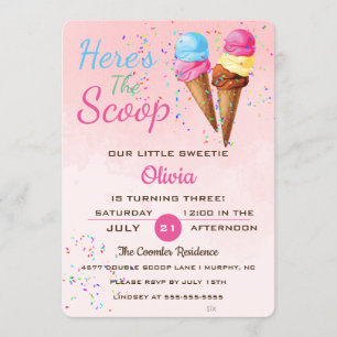 Party Einladung von niedlichem Eiscreme-Kindergebu