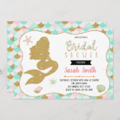 Party Einladung von niedlichem Meerjungfrau-Brautp (Vorne/Hinten)