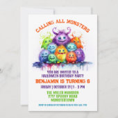 Party Einladung von niedlichen Monstern Kindergebu (Vorderseite)