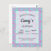 Party Einladung von Pastel mermaid Postkarte (Vorne/Hinten)