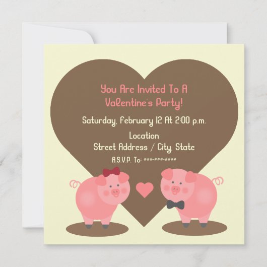Party Einladung von Pig Valentine (Vorderseite)