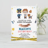 Party Einladung von Polizisten und Räubern (Stehend Vorderseite)