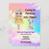 Party Einladung von Prinzessinnen und Welpen (Vorne/Hinten)