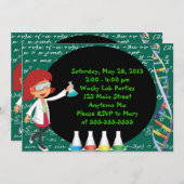 Party Einladung von Redhead Girl Mad Scientists (Vorne/Hinten)