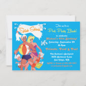 Party Einladung von Retro Family Pool (Vorderseite)