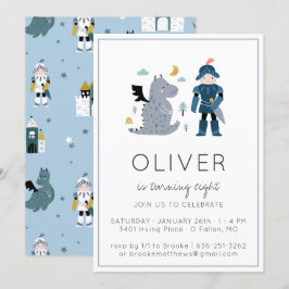 Party Einladung von Rittern und Drachen