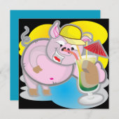 Party Einladung von Schweinen (Vorne/Hinten)