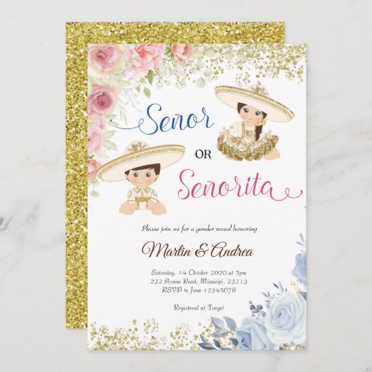 Party Einladung von Senor- oder Senoritengeschlech (Vorne/Hinten)