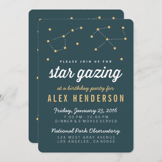 Party Einladung von Star Gazing Kindergeburtstag (Vorne/Hinten)