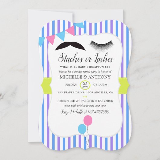 Party Einladung von Strähnen oder Lashes Geschlech (Vorderseite)