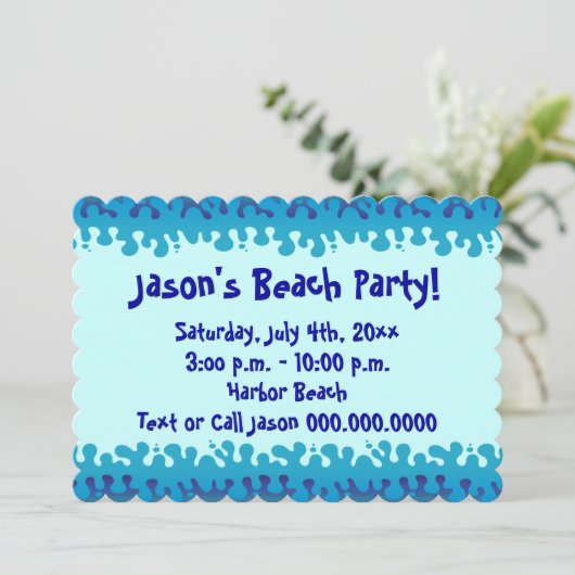 Party Einladung von Strand oder Pool (Stehend Vorderseite)