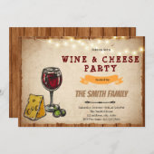 Party Einladung von Wein und Käse (Vorne/Hinten)