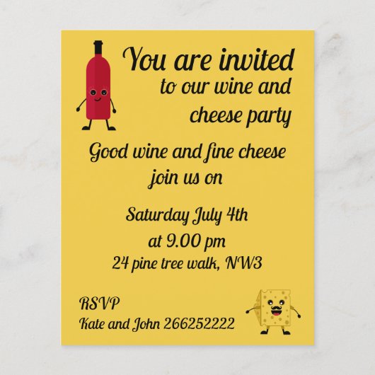 Party Einladung von Wein und Käse Flyer (Hinten)