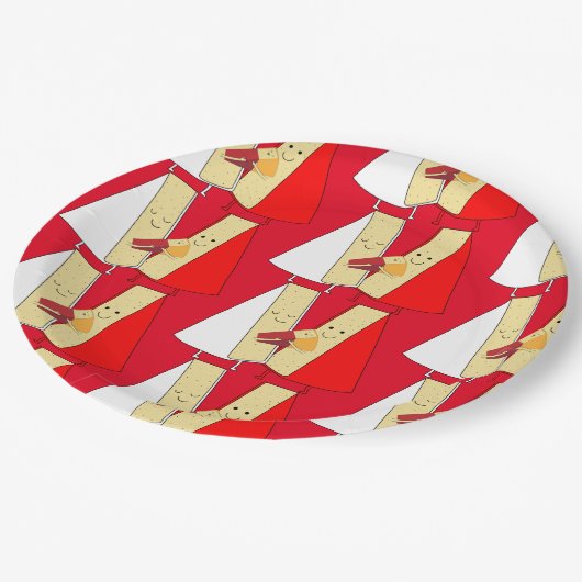 Party Einladung von Wein und Käse Pappteller (Schrägansicht)