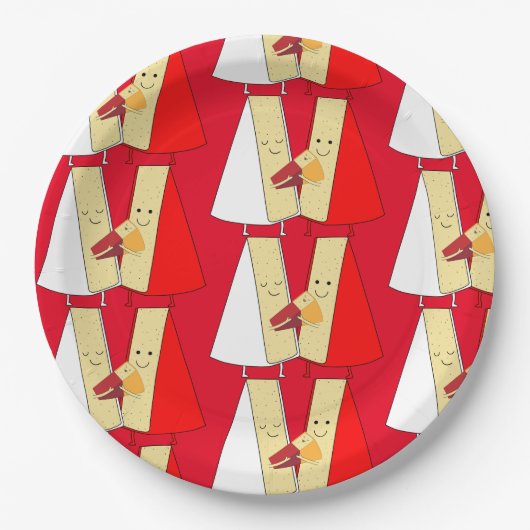 Party Einladung von Wein und Käse Pappteller (Vorderseite)