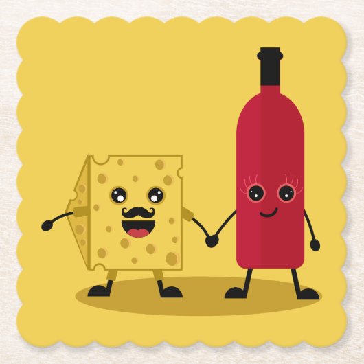 Party Einladung von Wein und Käse Untersetzer (Vorderseite)