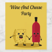 Party Einladung von Wein und Käse Weinetikett (Einzelnes Label)