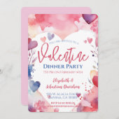 Party Einladung Wasserfarbe Valentine (Vorne/Hinten)