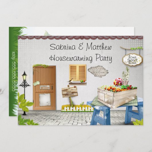 Party Einladung Whimiscal Garden Housewarming (Vorne/Hinten)