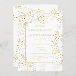 Party Einladung White and Gold Quinceñera