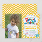 Party Einladung Yellow Splish Splash Boy (Vorne/Hinten)