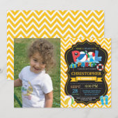 Party Einladung Yellow Splish Splash Boy (Vorne/Hinten)