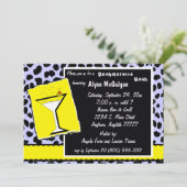 Party Einladung Yellow und Blue Leopard Martini (Stehend Vorderseite)