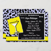 Party Einladung Yellow und Blue Leopard Martini (Vorne/Hinten)