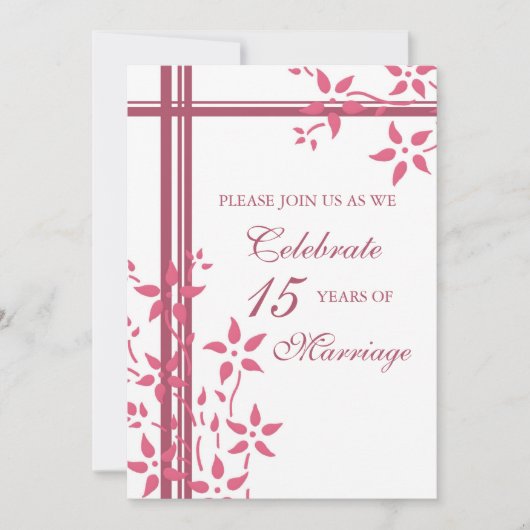 Party Einladung zum 15. Jubiläum in Rosa (Vorderseite)