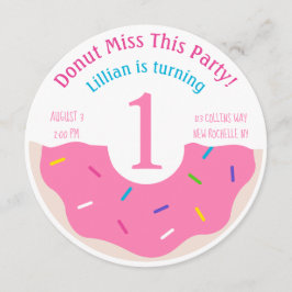 Party Einladung zum 1. Geburtstag Donut zum Thema