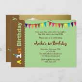 Party Einladung zum 1. Geburtstag für Kinder (Vorne/Hinten)