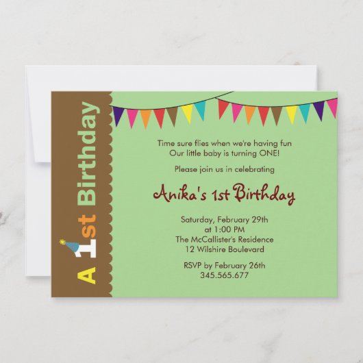 Party Einladung zum 1. Geburtstag für Kinder (Vorderseite)