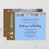 Party Einladung zum 1. Geburtstag für Kinder (Vorne/Hinten)