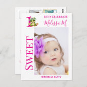 Party Einladung zum 1. Geburtstag Postkarte (Vorne/Hinten)