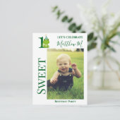 Party Einladung zum 1. Geburtstag Postkarte (Stehend Vorderseite)
