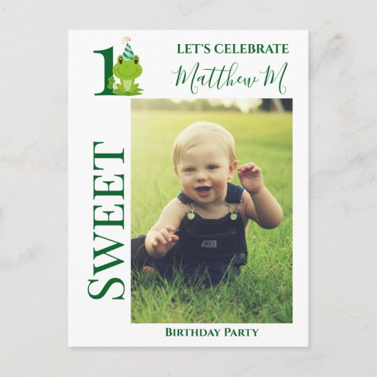 Party Einladung zum 1. Geburtstag Postkarte (Vorderseite)