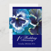 Party Einladung zum 1. Hochzeitstag blau (Vorne/Hinten)